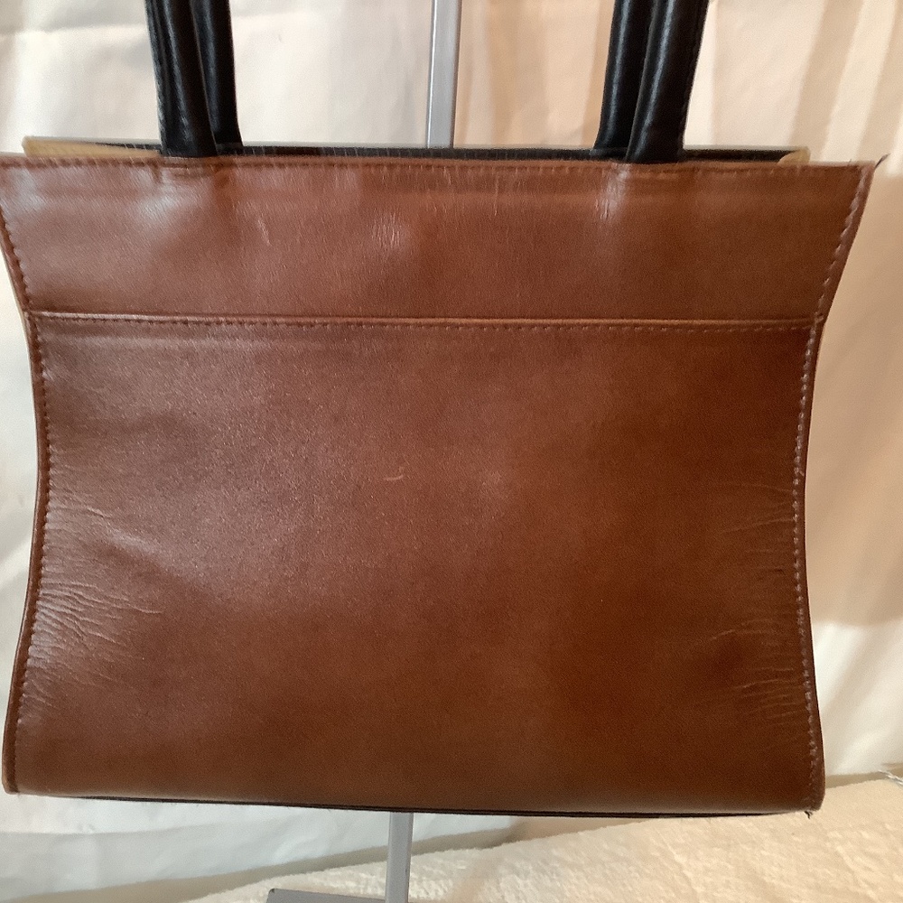 Christian Livingston shoulder hand bag brown black leather - Picture 3 of 9